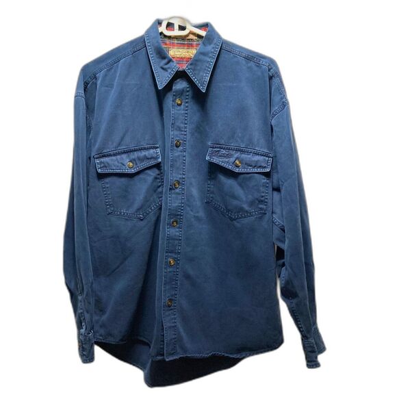 GUESS Classics Heavyweight Rugged Thick Denim Shacket Shirt Button Mens Medium - Picture 4 of 12